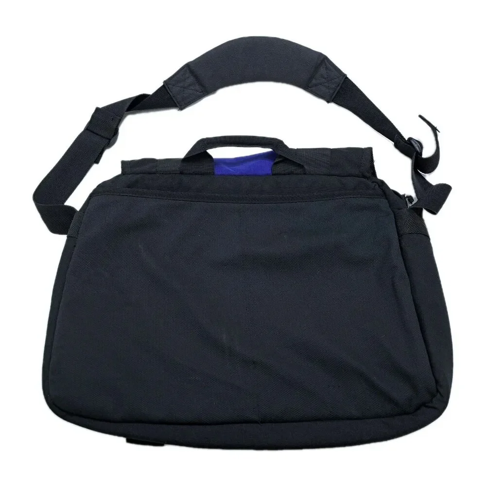 LL Bean Big Briefcase Messenger Bag Laptop Crossbody Black Blue Travel OFM42